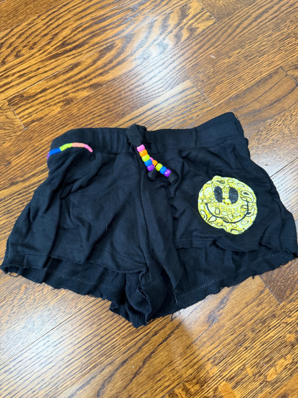 Flowers by Zoe Black toddler Girls' Shorts with Smiley Patch and Beads,, 4T